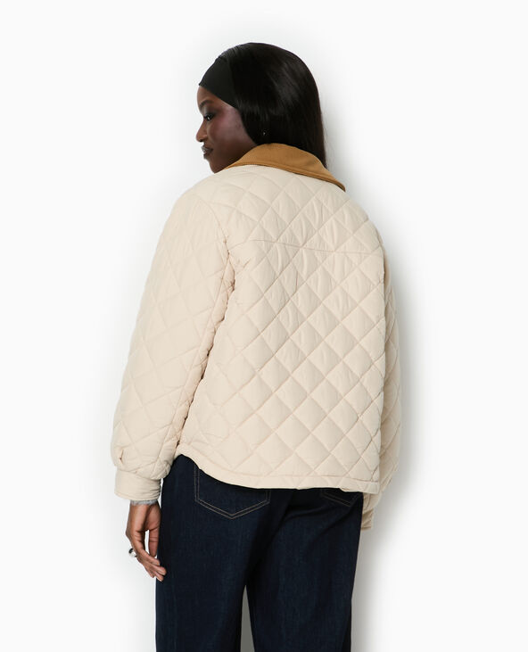 Manteau court matelassé avec col velours écru - Pimkie