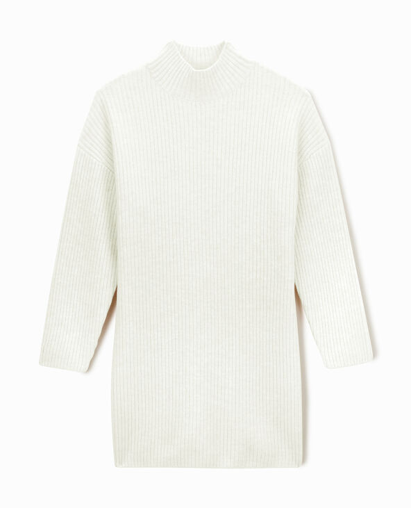 Robe courte en maille avec col montant écru - Pimkie