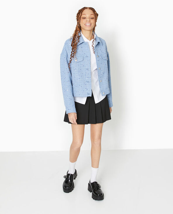 Veste droite en tweed bleu - Pimkie