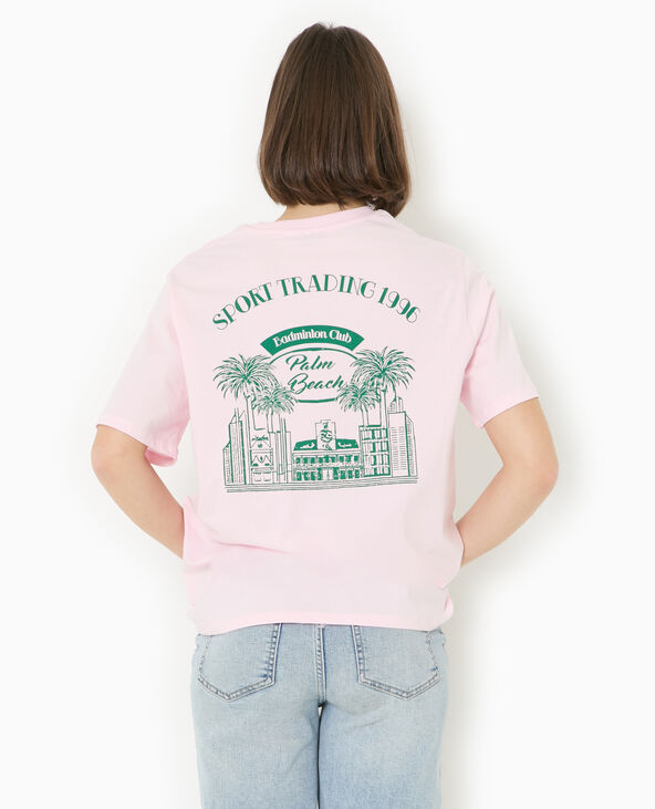 T-shirt ample avec print poitrine et dos rose clair - Pimkie