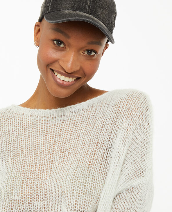 Pull court en maille ajourée blanc - Pimkie