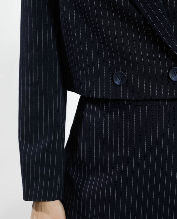 Blazer cropped rayé bleu - Pimkie