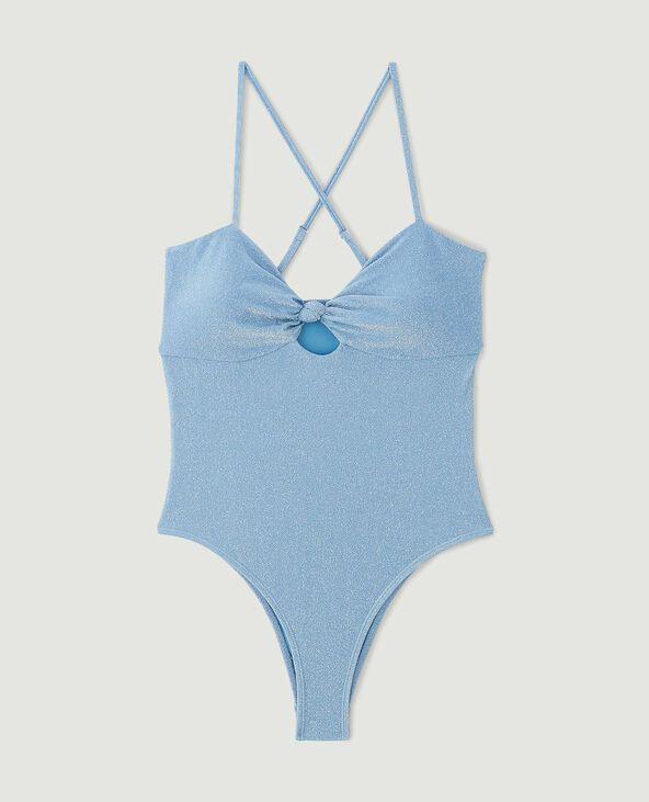 Maillot de bain 1 pièce avec lurex bleu clair - Pimkie