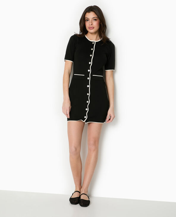 Robe courte boutonnée en maille noir - Pimkie