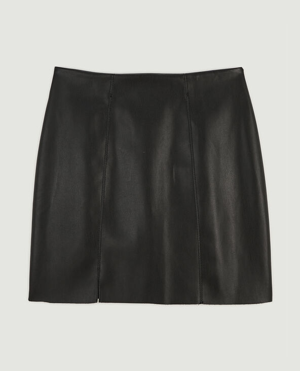 Jupe courte en simili cuir noir - Pimkie