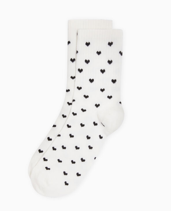 Paire de chaussettes avec cœurs blanc - Pimkie