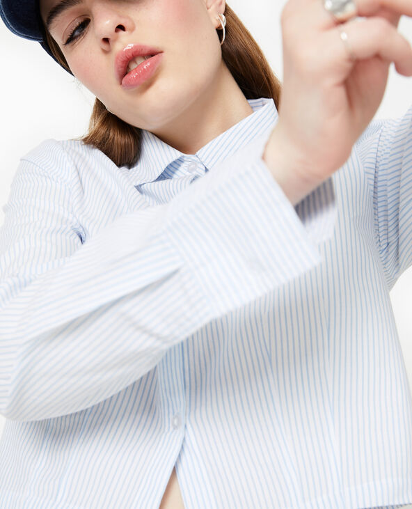 Chemise courte rayée manches longues  bleu - Pimkie