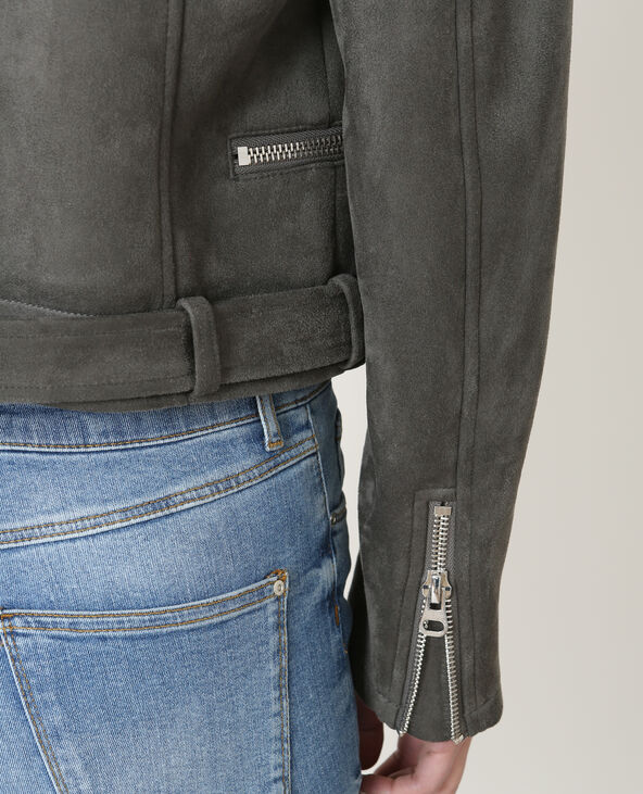 Veste style perfecto suédine gris foncé - Pimkie