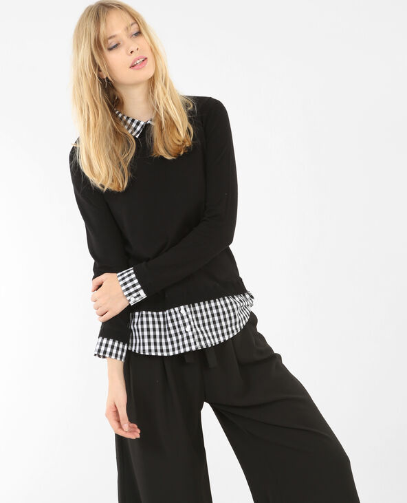 Pull effet superposition noir - Pimkie