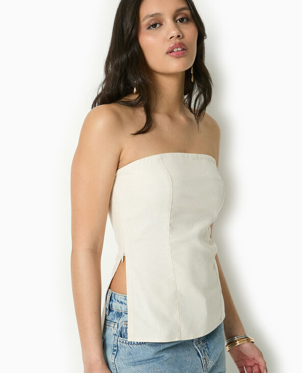 Top bustier avec fentes côtés blanc - Pimkie