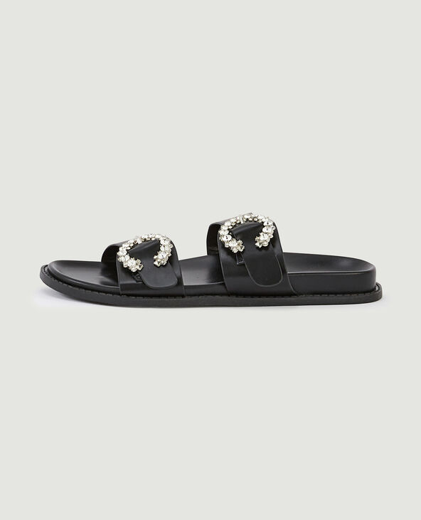 Mules à brides avec boucles bijoux noir - Pimkie