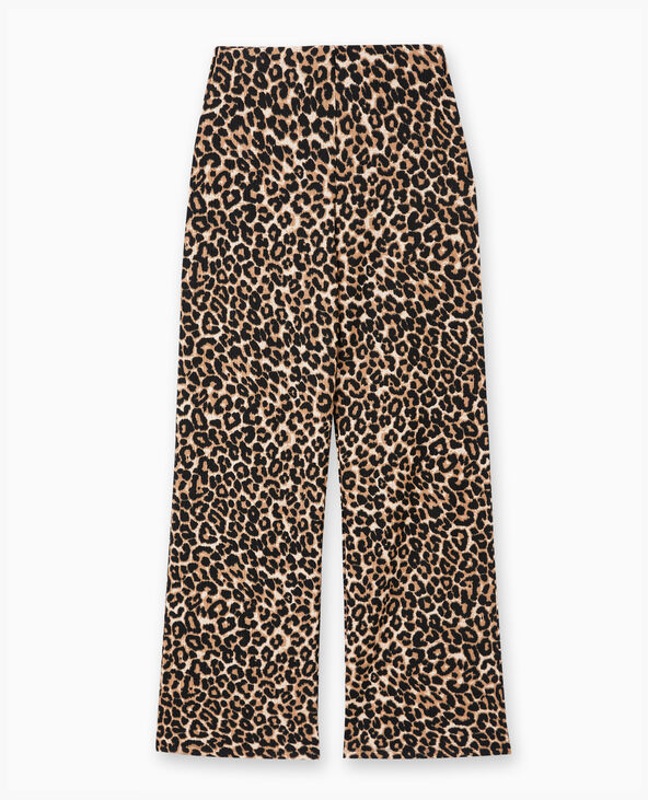Pantalon large en maille reliéfée motif léopard taupe - Pimkie