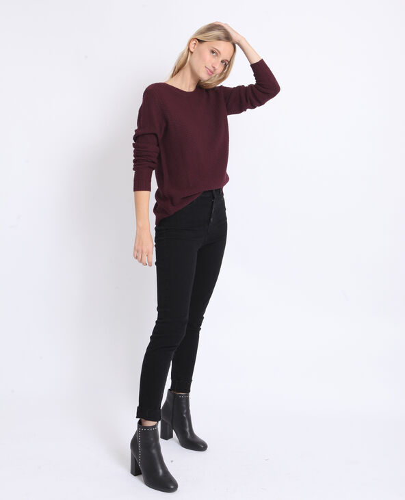 Pull en maille fantaisie bordeaux - Pimkie