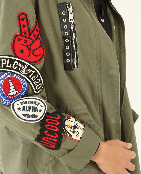 Veste army à patchs vert kaki - Pimkie