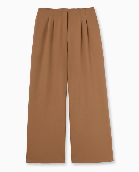Pantalon large avec pinces marron - Pimkie