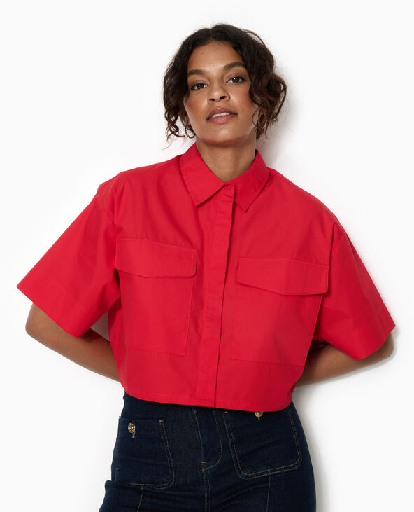Chemise courte avec manches courtes et poches rouge - Pimkie