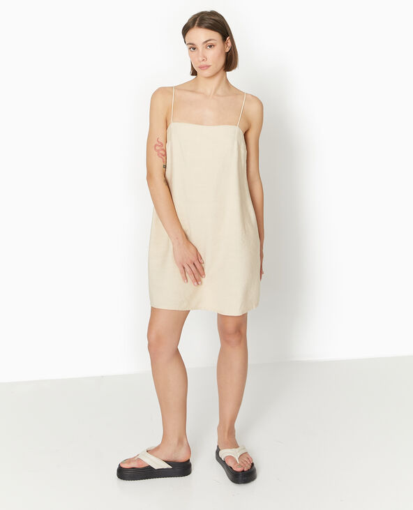 Robe courte avec bretelles à nouer beige - Pimkie