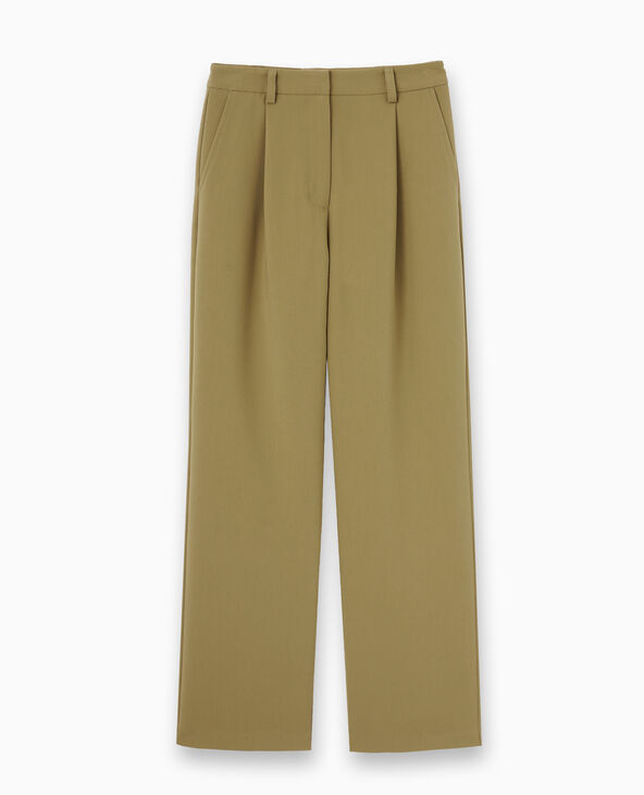 Pantalon droit avec pinces vert kaki - Pimkie
