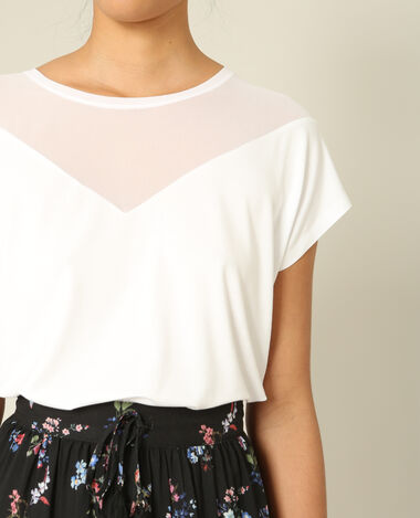 T-shirt bimatière blanc - Pimkie