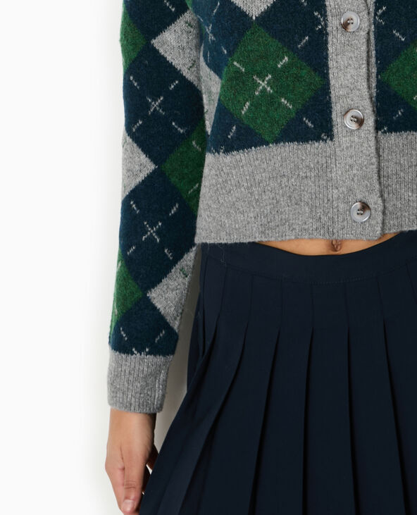 Gilet court motif losanges gris chiné - Pimkie