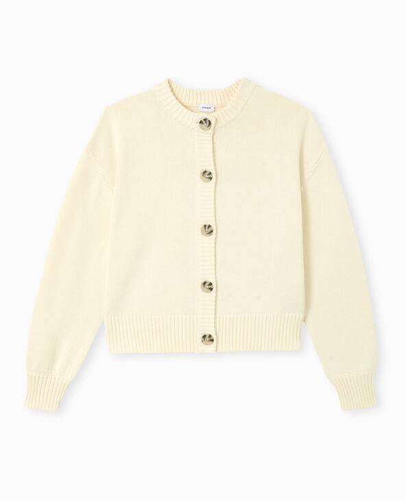 Gilet col rond avec gros boutons blanc - Pimkie