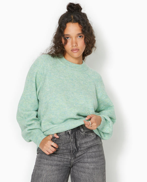 Pull oversize col rond manches raglan vert - Pimkie