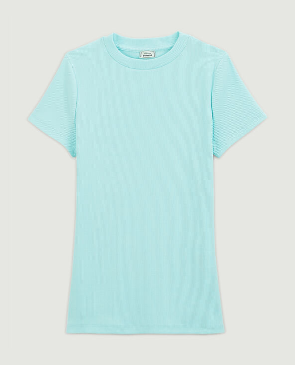 Top maille côtelée bleu turquoise - Pimkie