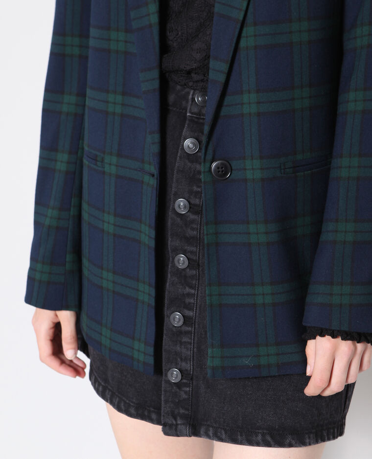 Blazer à carreaux bleu marine - Pimkie