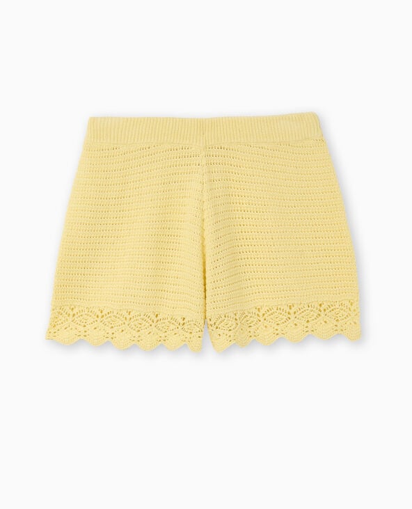 Short en maille ajourée façon crochet Jaune pâle - Pimkie