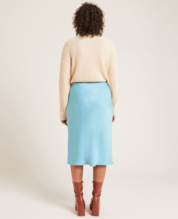 Jupe midi en tissu satiné bleu - Pimkie