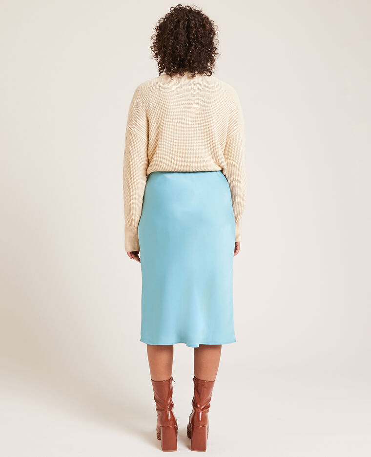 Jupe midi en tissu satiné bleu - Pimkie