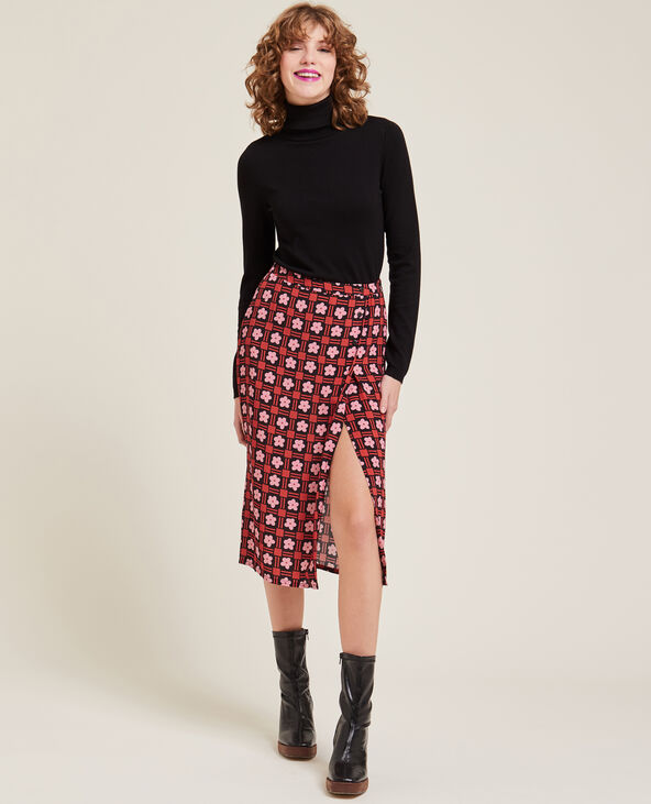 Jupe midi boutonnée rouge - Pimkie