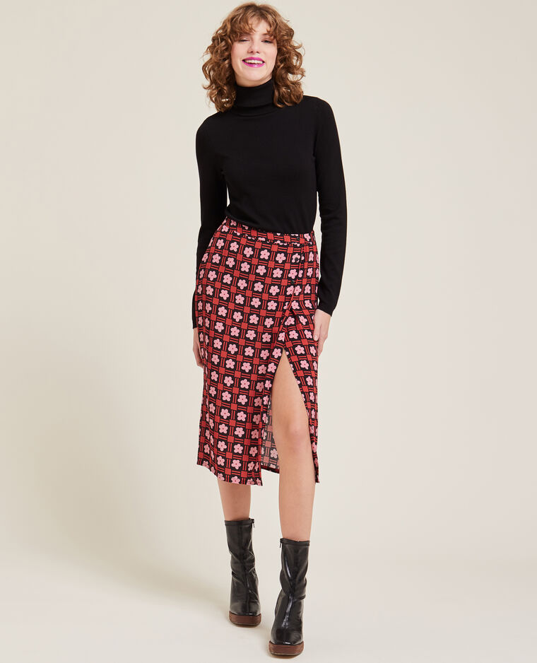 Jupe midi boutonnée rouge - Pimkie