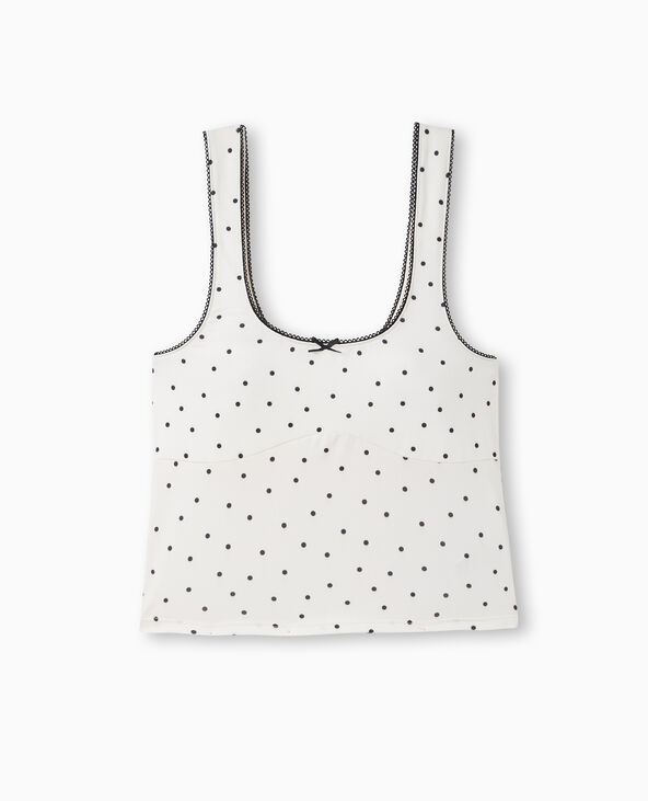 Débardeur court avec nœud motif pois noir - Pimkie