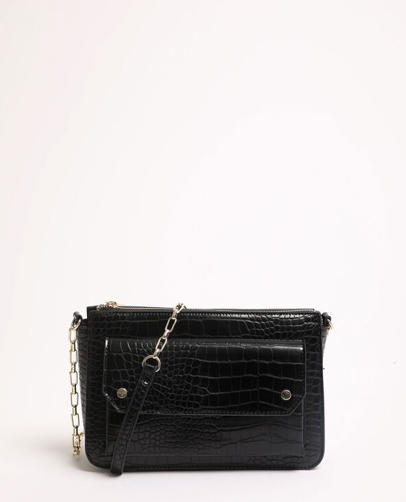 Sac bandoulière croco noir - Pimkie