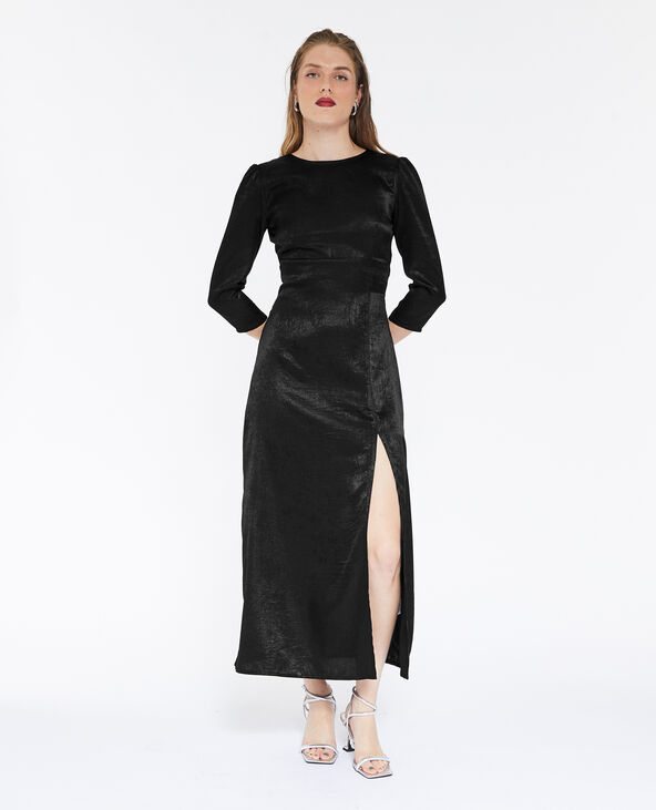 Robe longue satinée dos-nu noir - Pimkie