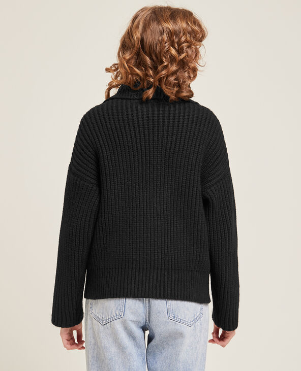 Gilet zippé en grosse maille noir - Pimkie