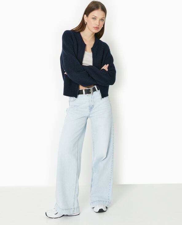 Gilet zippé en maille bleu marine - Pimkie