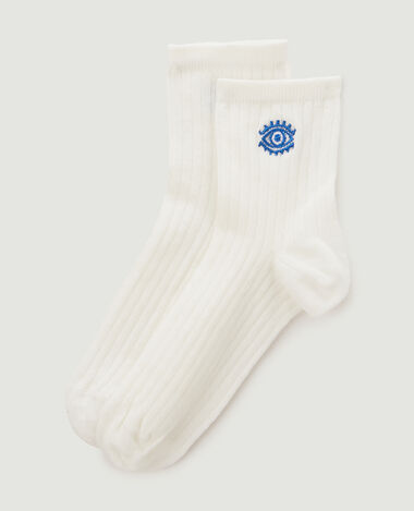 Paire de chaussettes avec broderie écru - Pimkie