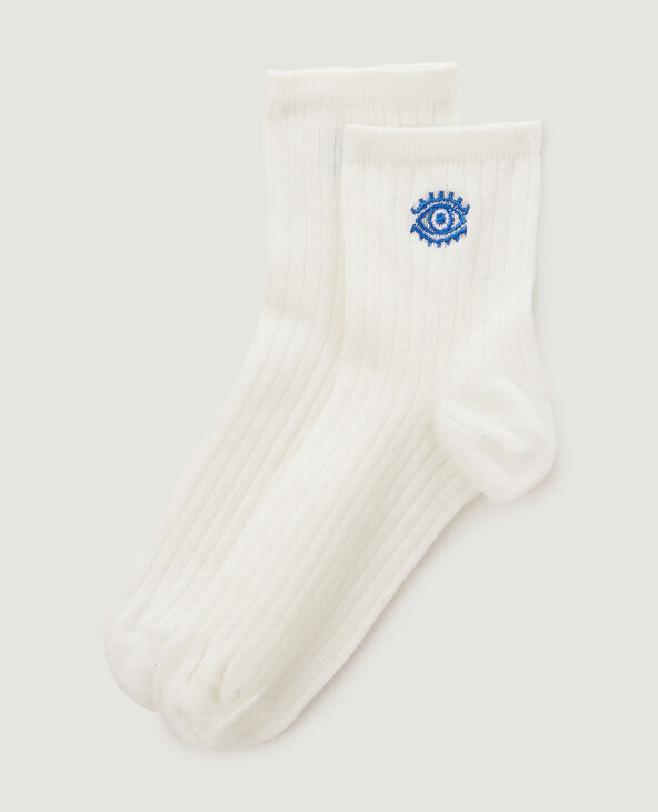 Paire de chaussettes avec broderie écru - Pimkie