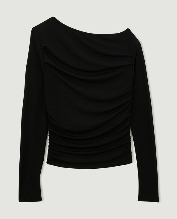 Top manches longues effet drapé noir - Pimkie