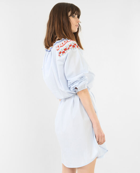 Robe folk brodée bleu - Pimkie