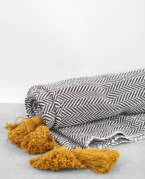 Plaid chevrons pompons noir - Pimkie