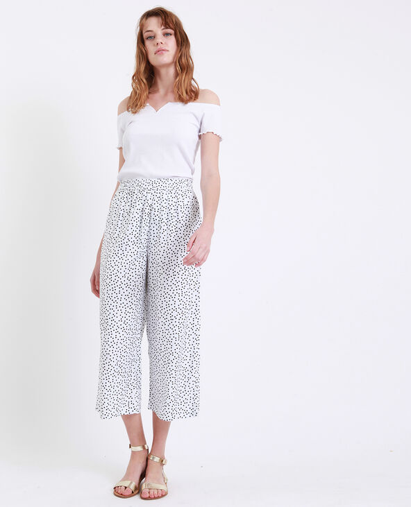Pantalon fluide à pois blanc - Pimkie