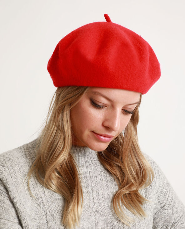 Béret en laine bordeaux - Pimkie