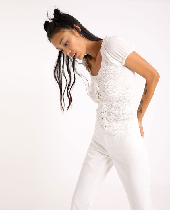 Top à lacets blanc - Pimkie