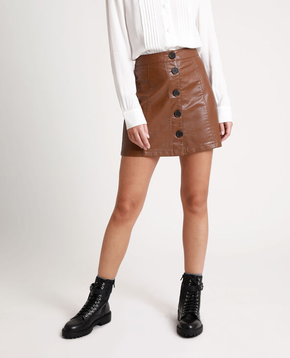 Jupe en simili cuir marron - Pimkie