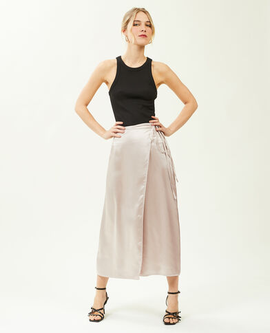 Jupe porte-feuille en satin écru - Pimkie