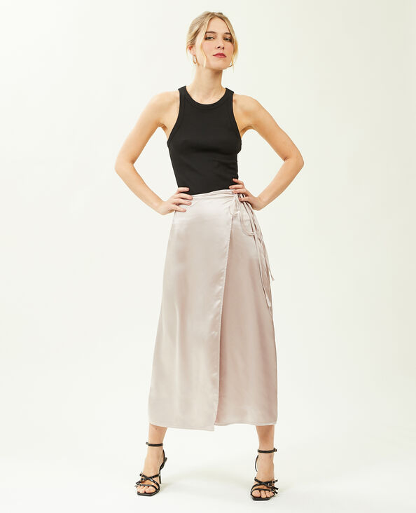Jupe porte-feuille en satin écru - Pimkie
