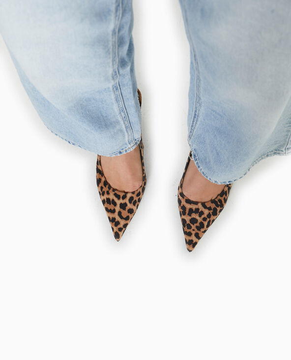 Escarpins bout pointu talon ouvert motif léopard beige - Pimkie
